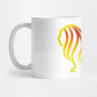 Cute Color Gradient Lion Shape Outline Drawing Mug
